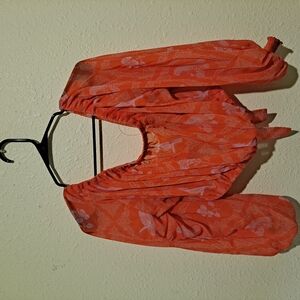 Vibrant Orange Floral Blouse